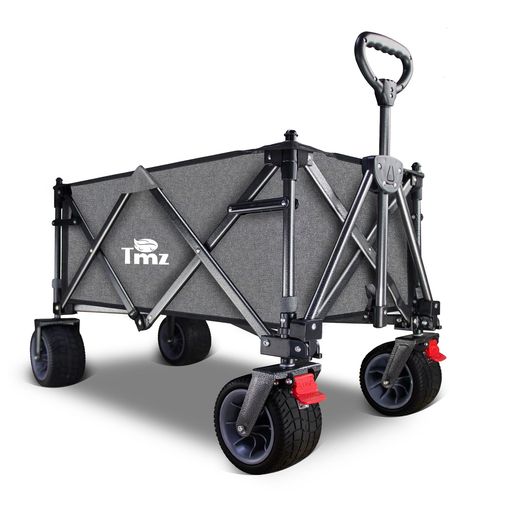 キャリーワゴン折りたたみ式キャリーカートワンタッチ収束アウトドア大型タイヤ大容量127L耐荷重120kgブレーキ付き、取り外し可能な屋根付き(グレー)