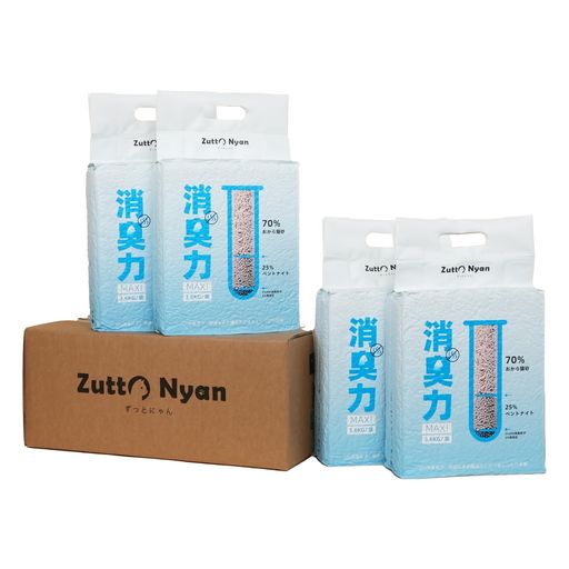 ZuttoNyan猫砂おから固まる【消臭力MAX】ネコ砂流せるシステムトイレ対応4in1おからベントナイトSTA消臭分子海泡石天然素材真空パック飛び散らない室内猫の砂アパート3.6kgx4袋