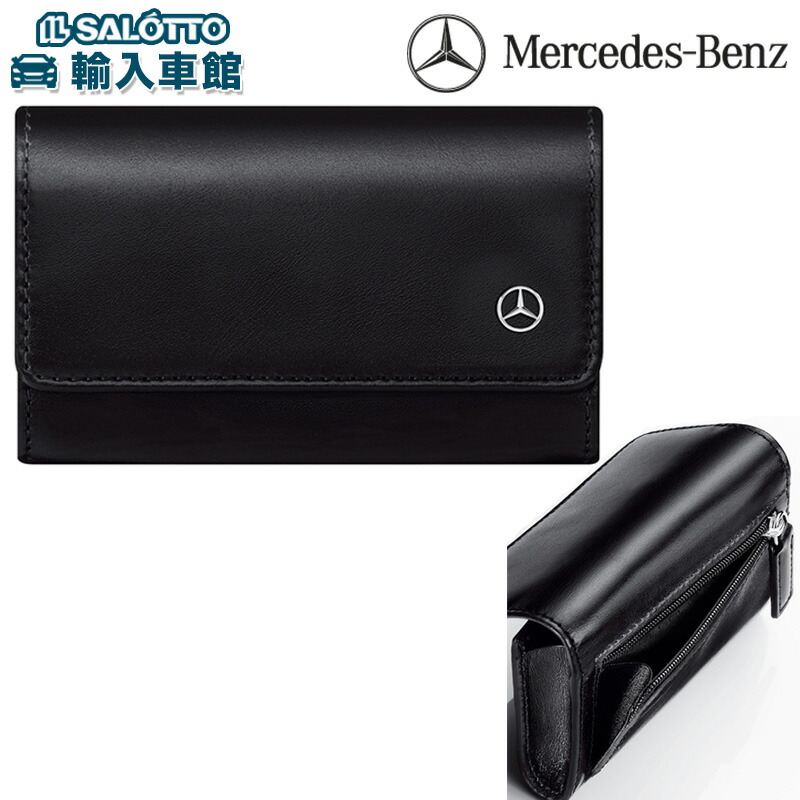 交換無料高評価 ベンツ レザー カーフスキン 約11cm 2cm 7cm キーホルダー 財布 ケース キーケース キーホルダー キーケース 小銭収納 リング2個付き 純正 クーポン対象 ブラック ジッパー付きのポケット キー 鍵 Mercedes Benz オリジナル アクセサリー イルサ店