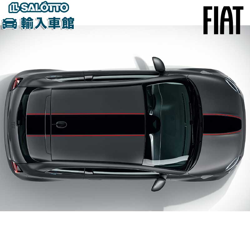 【 FIAT 純正 】 ボンネット ルーフ デカール スポーツ 500 500e ブラック レッド ストライプ フード ステッカー Sport 黒 赤 フィアット オリジナル アクセサリー