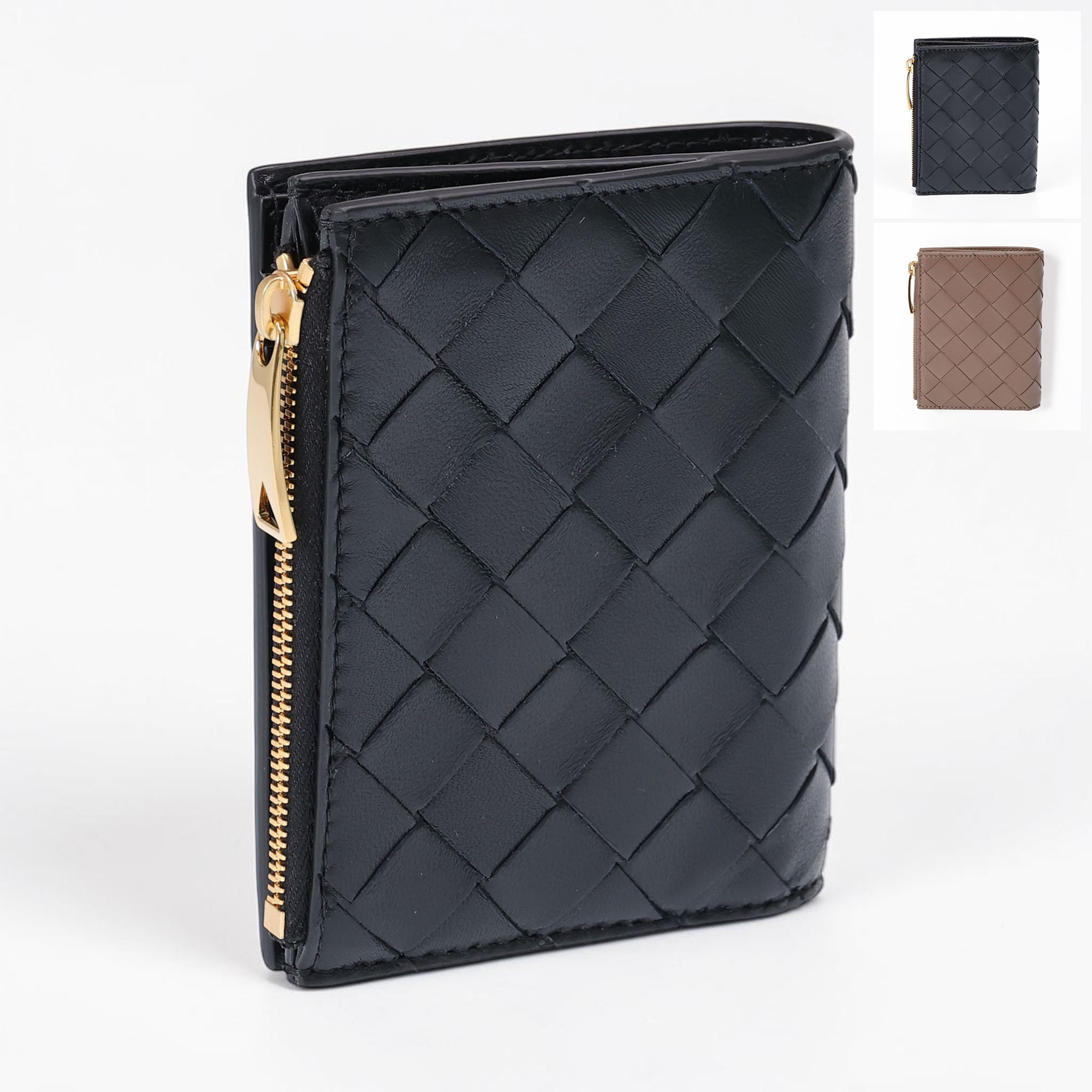 〈ｸｰﾎﾟﾝ5%OFF〉ボッテガヴェネタ／BOTTEGA VENETA&rdquo;イントレチャート スモール 二つ折りウォレット" コンパクトウォレット・小財布・二つ折り財布(ブラック・パインコーン) 742330 VCPP3 8425・2355／BLACK・PINECONE[返品OK]｜IL TELAIO DUE