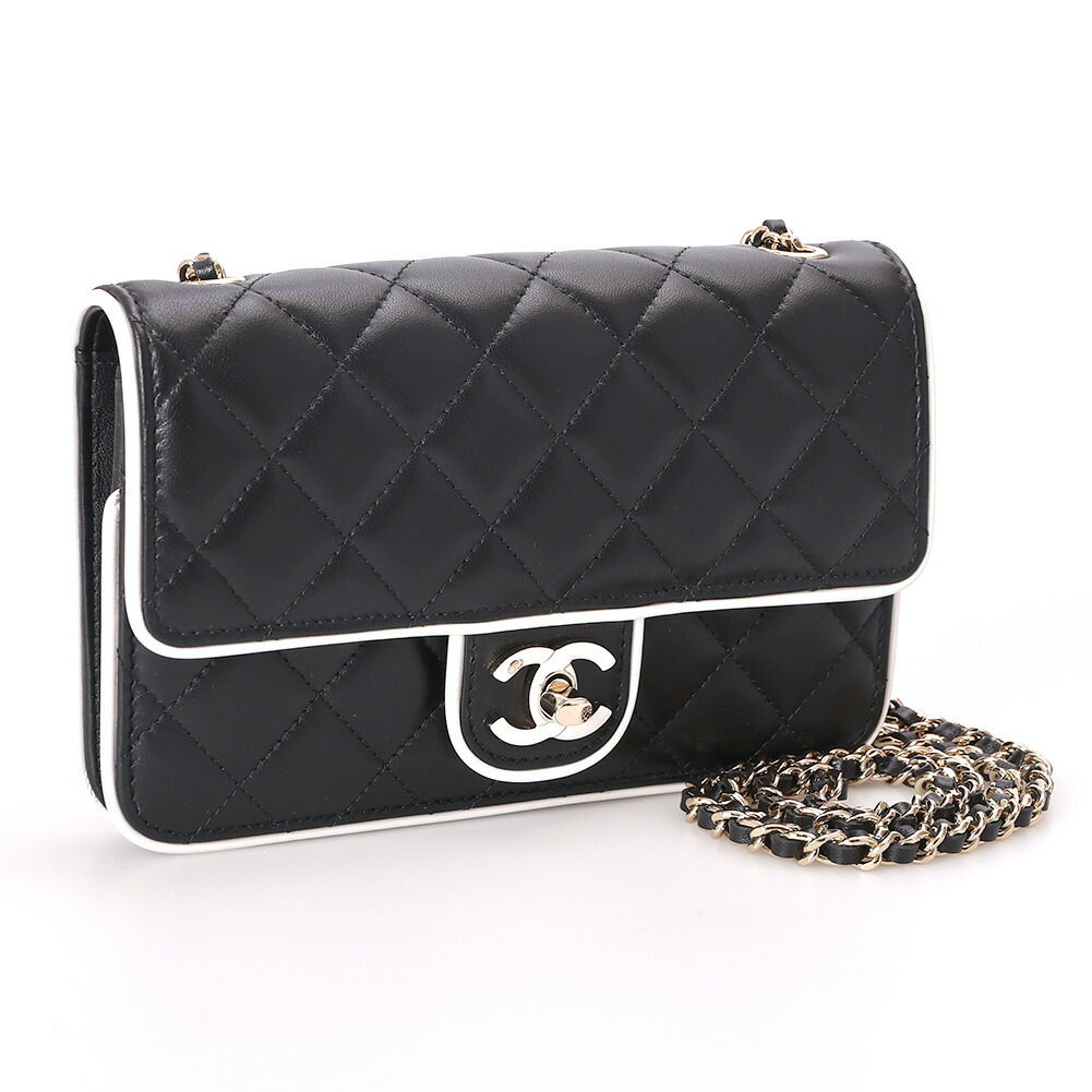 〈ﾎﾟｲﾝﾄ5倍〉シャネル／CHANEL ”チェーンウォレット” ミニバッグ・ショルダーバッグ・リストレット付き長財布・CCロゴ・ココマーク・パーティーバッグ・イブニングバッグ・クロスボディ(ブラック×ホワイト) AP4511 B19460 NAFJO／BLACK*WHITE 395,100円