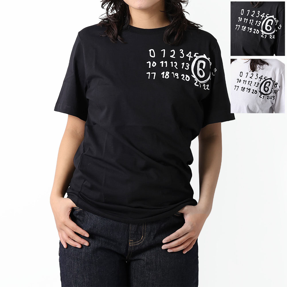 〈ﾎﾟｲﾝﾄ5倍〉エムエムシックスキッズ・メゾンマルジェラ／MM6 KID'S・MAISON MARGIELA　レディース　半袖Tシャツ・ナンバリングロゴ・コットン・クルーネック(ホワイト・ブラック) M60897 MM02Y M6100・M6900／12Y・14Y／WHITE・BLACK[返品OK]