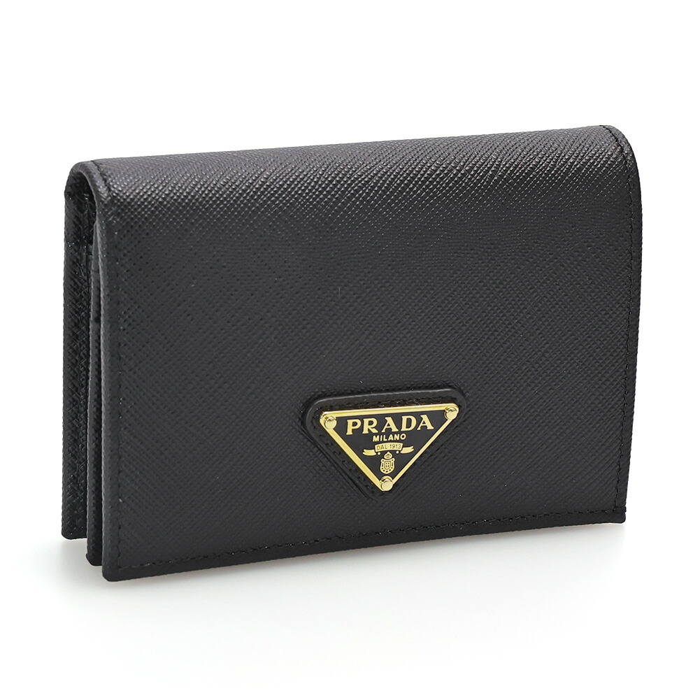 〈ﾎﾟｲﾝﾄ5倍〉プラダ／PRADA ”サフィアーノトライアングル 財布”トライアングルロゴ・型押レザー二つ折り財布・中財布(ブラック) 1MV021 SAFFIANO TRIANGOLO (QHH) NERO[返品OK]