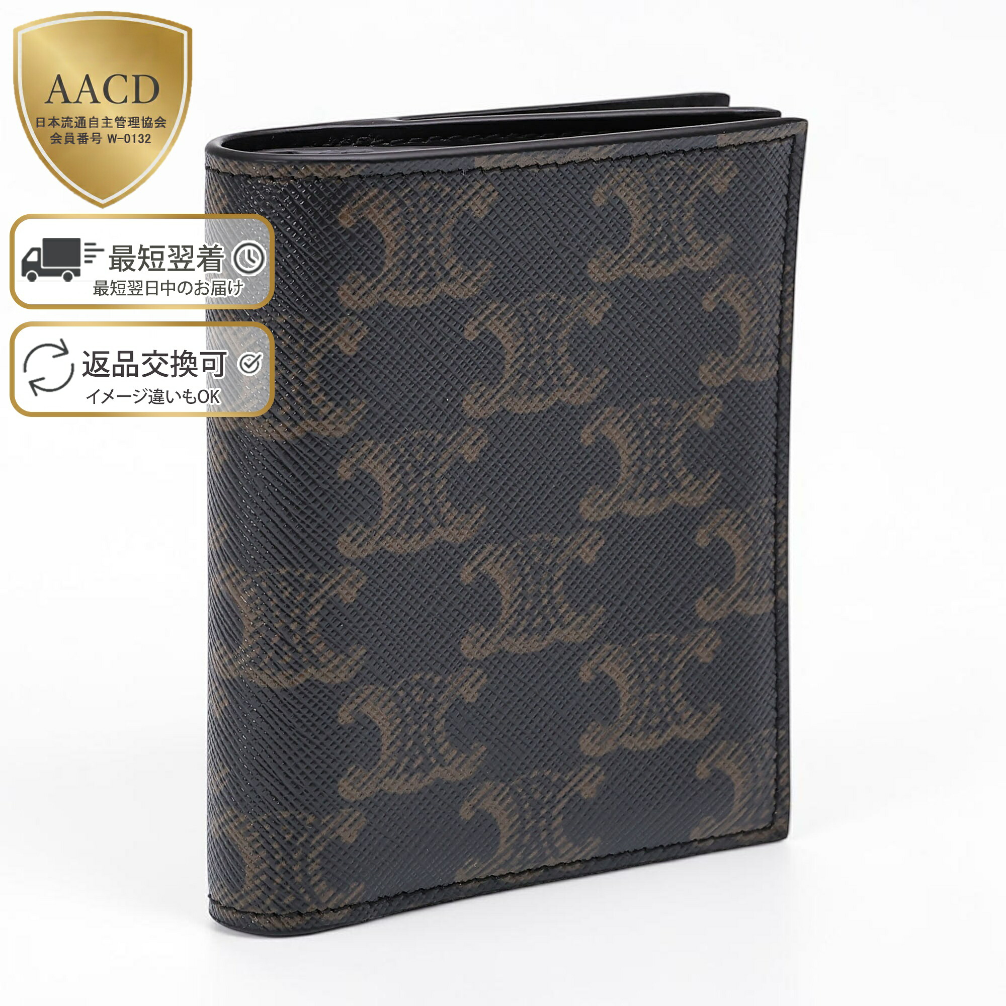 【ｴﾝﾄﾘｰでP5】セリーヌ／CELINE "コンパクトウォレット&rdquo; メンズ トリオンフキャンバス 二つ折り財布 小銭入れ付き ミニ財布(ブラック) 10E492BZR 38SI／BLACK[返品OK]｜イル　テライオ