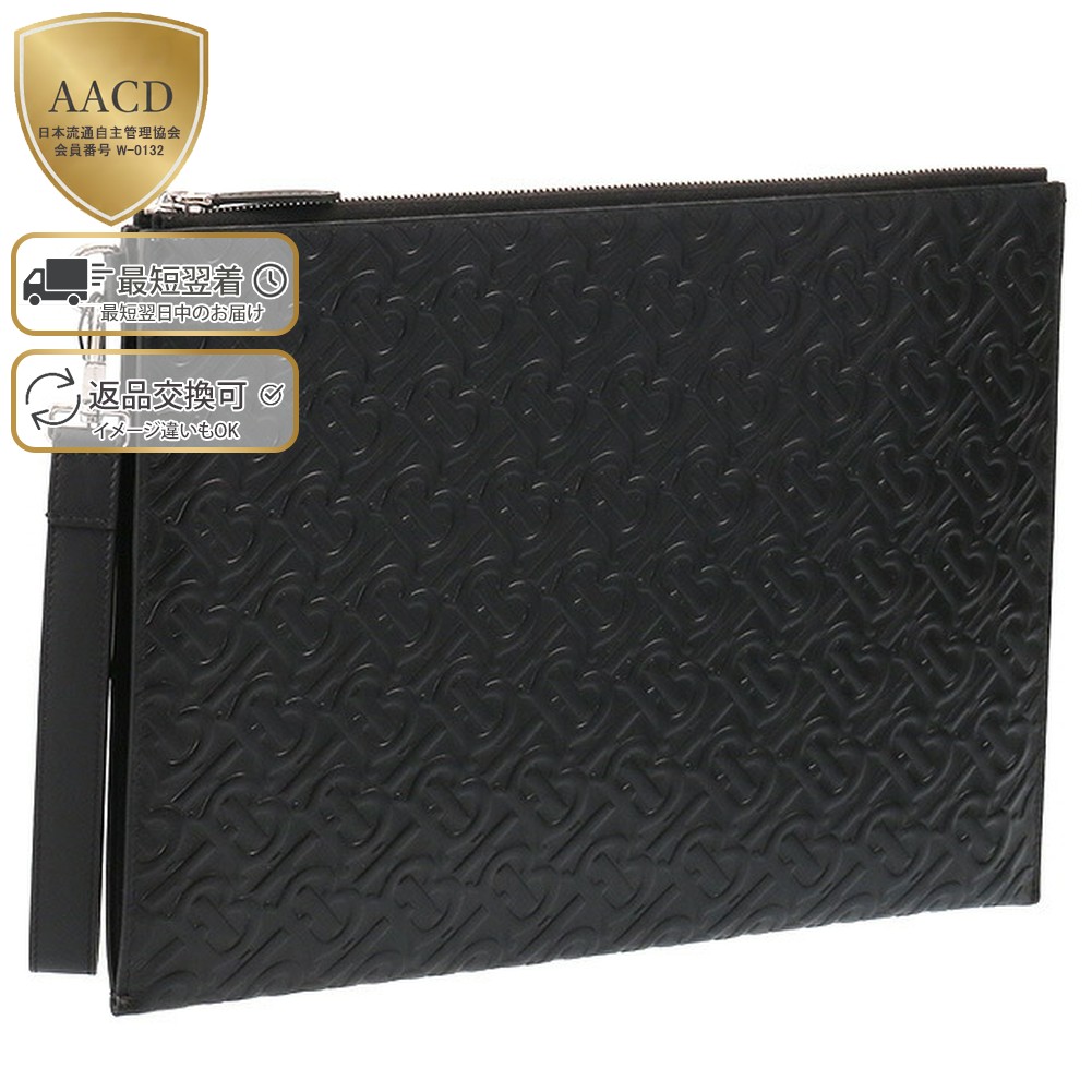 値引 楽天市場 2ウィーク限定 5倍 バーバリー Burberry Edin ラージ モノグラムレザー ジップポーチ リストレット付きロゴエンボス クラッチバッグ セカンドバッグ ポーチ ブラック A11 Black イル テライオ 公式の Www Megamindonline Com