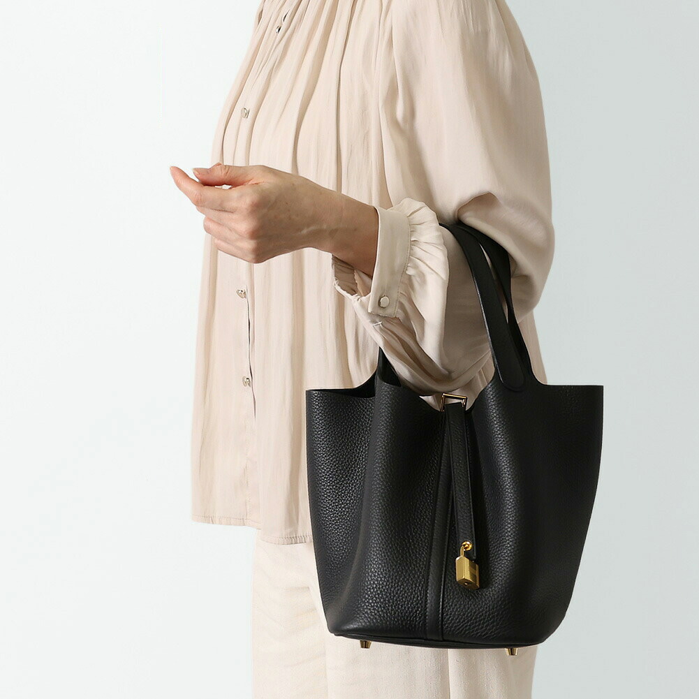 【ｸｰﾎﾟﾝ5%OFF】エルメス／HERMES "PICOTIN LOOK22・ピコタンロック22" トリヨンクレマンス・ゴールド金具・K刻印・ハンドバッグ (ノアール・ブラック) 060991CC 89／TAURILLON CLEMENCE／NOIR*GOLD[返品OK]｜イル　テライオ