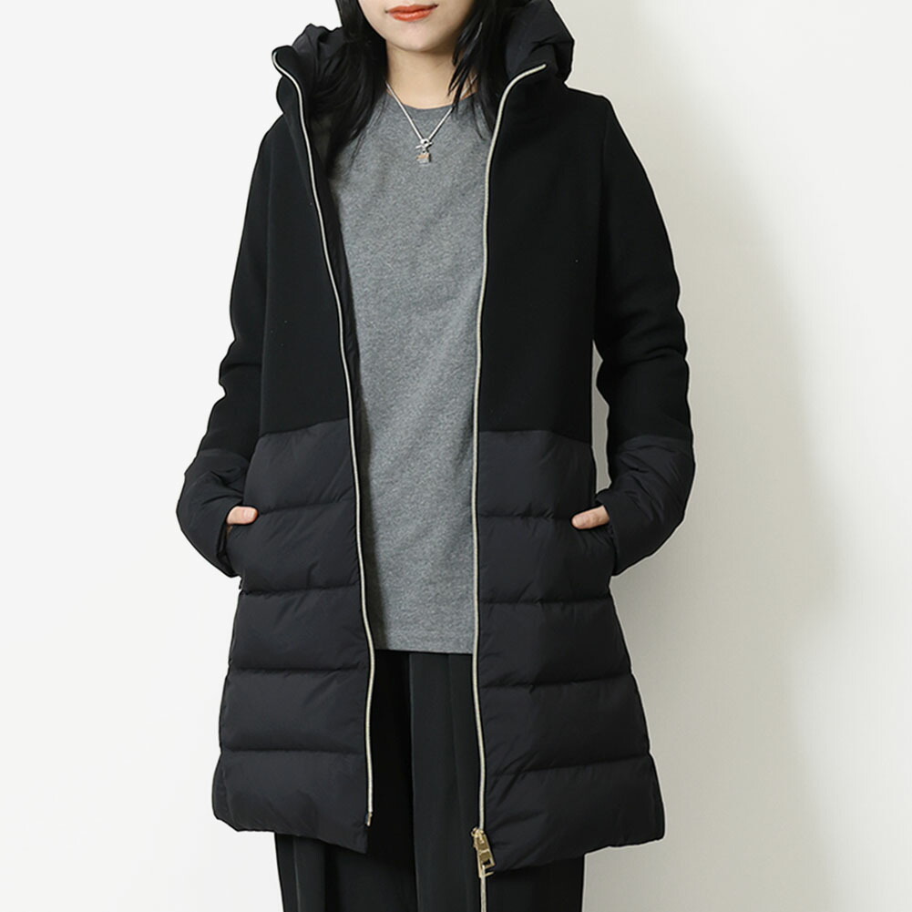 極美品✨️定価7.5万　21AW　エンフォルド　メルトンダウンコート　異素材　黒 極美品✨️定価7.5万 21AW エンフォルド メルトンダウンコート
