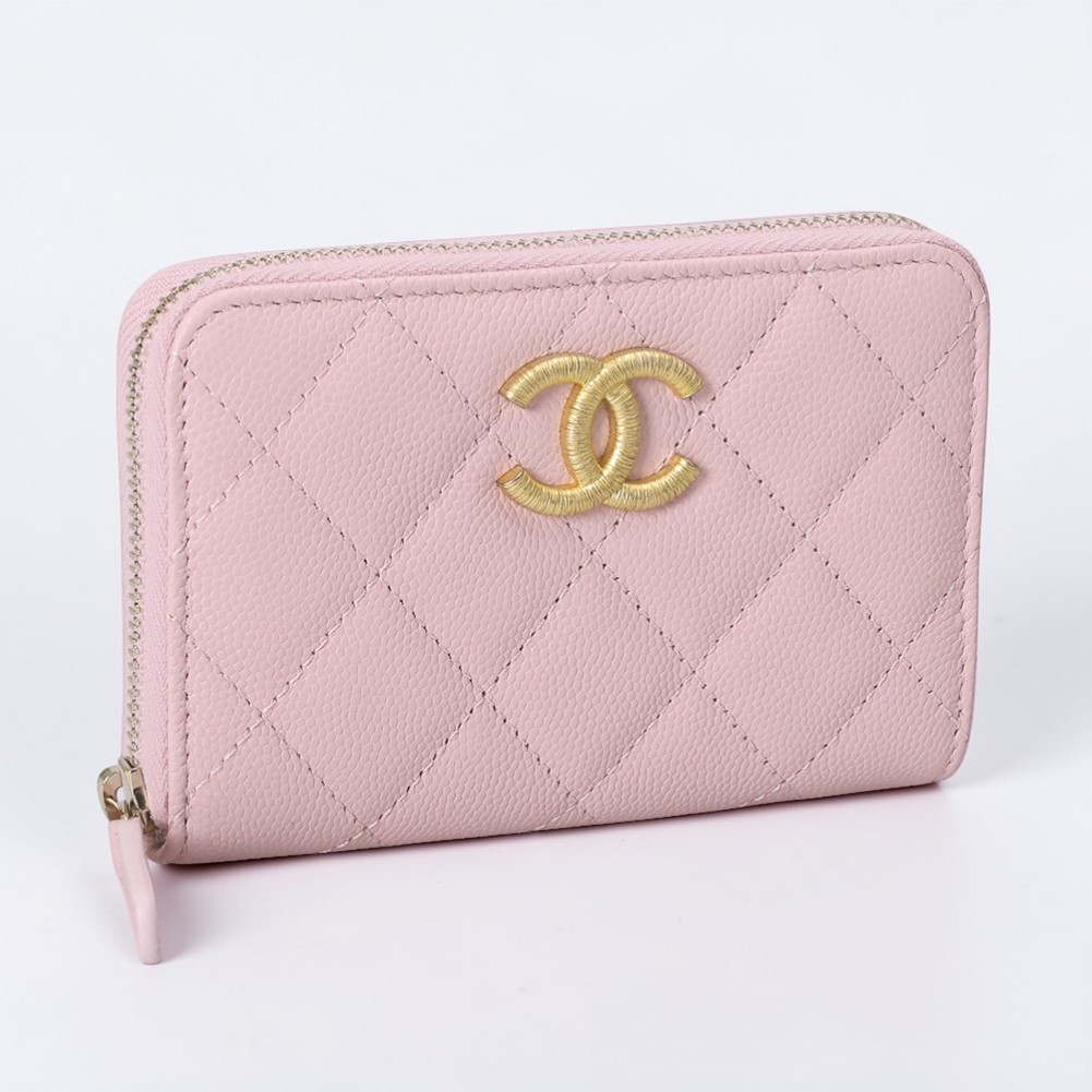 【ｸｰﾎﾟﾝ5%OFF】シャネル／CHANEL”クリスタルココマーク”マトラッセキャビアスキン・ラウンドファスナー小財布・ミニウォレット・GOLD金具(ピンク) AP4479 B19362 NADOE[返品OK]