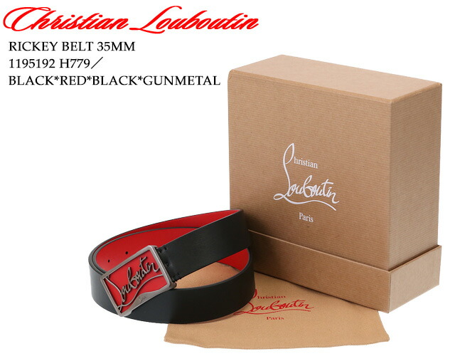 希少 Christian Louboutin クリスチャンルブタン Ricky Belt35 Calf Paris レザーベルト F135 人気特価激安 Talentpop Co