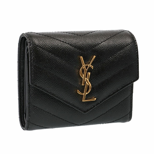 サンローラン　折り財布　キャビアスキン　コンパクト　ロゴ型押し　レザー　ブラック 楽天市場】【ｸｰﾎﾟﾝ5%OFF】サンローラン・パリ／SAINT LAURENT PARIS