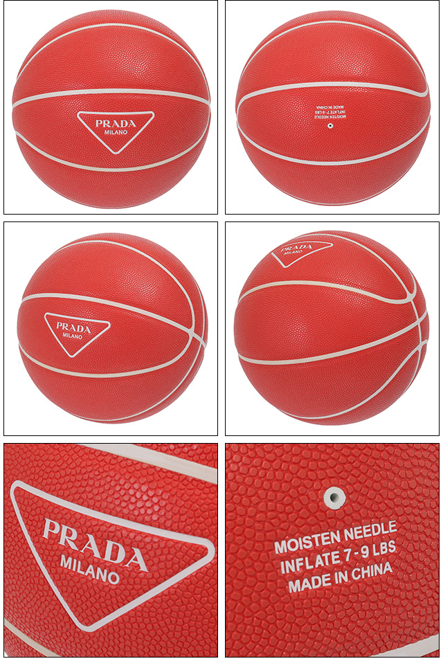 プラダ PRADAトライアングルロゴデザイン ハーネスホルダー付 バスケットボール ロッソ レッド 2XD007 BALL 2DTK ROSSO 100％の保証