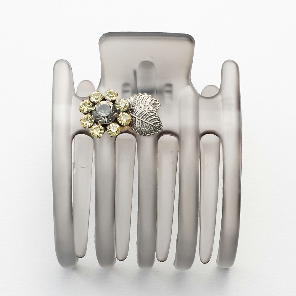 ヘアクリップ スターリリー ラインストーン グレー イエロー フラワー 1508 髪 多い 灰色 黄色 きらきら ビジュー 花 葉 まとめ髪 ヘアアレンジ フルアップ ハーフアップ 人気 Littlethaicafe Com