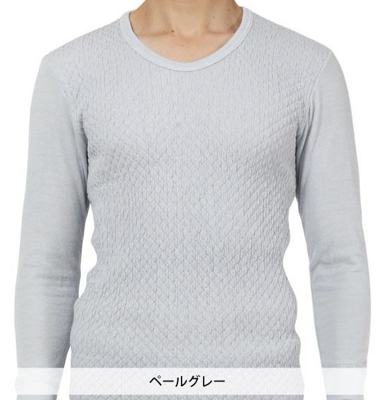 【貨物輸送無料】たたみ目まり頂 思わしいはだ着 はだ着はだ着 防寒はだ着 成人男性用 長袖ティーシャツ ペールグレー
