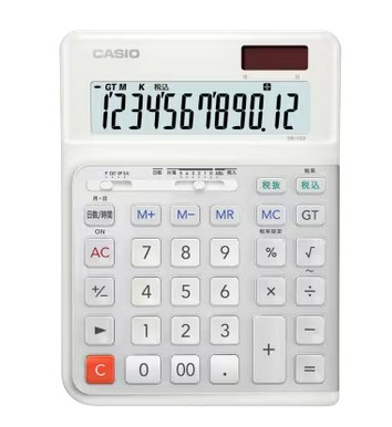 【ゆうパケットで貨物輸送無料】カシオ  CASIO  DE-12D-WE-N  万物の霊長科学技術計算器   事務机手合い  万物の霊長科学技術上がり段手当たり