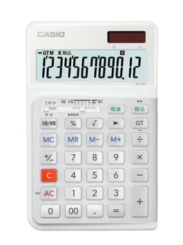 【ゆうパケットで送料無料】CASIO カシオ JE-12D-WE-N 人間工学階段キー 人間工学電卓 ジャストタイプ
