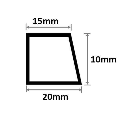 片 がら明き目地棒 20mm×10mm×15mm×L2000粍 100本入 ポリプロピレン S-8 片面テーパー