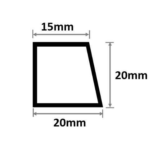 片 がら明き目地棒 20mm×20mm×15mm×L2000粍 100本入 ポリプロピレン S-10 片面テーパー