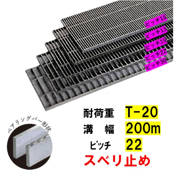 ステンレス製 横断溝 側溝 グレーチング 溝幅200mm T-20 ピッチ22 高さ32mm ノンスリップ 溝蓋 ニムラ 送料無料|今戸屋建材 店