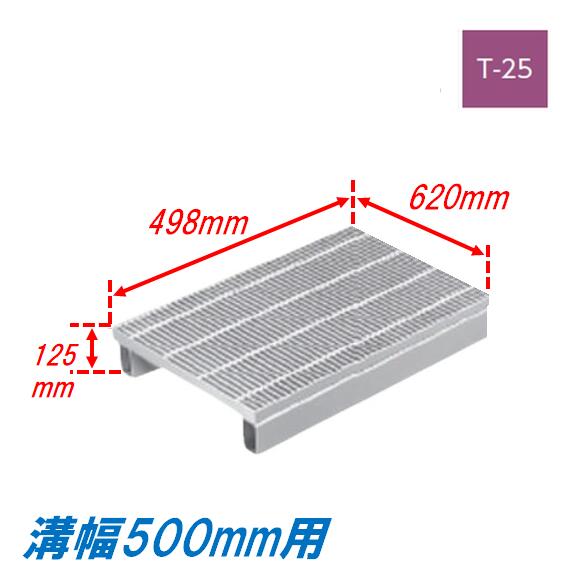 雨うけ グレーチング 溝幅500粍 T25 ノン横すべり JIS型 かさ上がり溝蓋 スベリ御仕舞い 所せまい 圧接式 溝蓋 498粍長 125粍高 釣り上げ ニムラ 堀り割りぶた エクステリア・ガーデンファニチャー-花・ガーデン・DIY-グレーチング