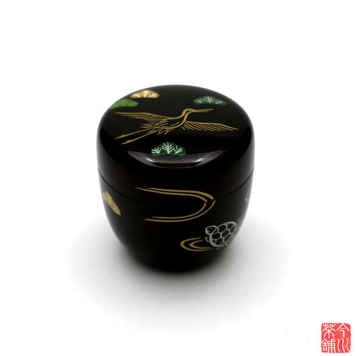 Y2718-7 中村宗悦作 黒中 中棗 黄梅院 小林太玄和尚書付 共箱　ち Y2718-7 中村宗悦作 黒中 中棗 黄梅院 小林太玄和尚書付