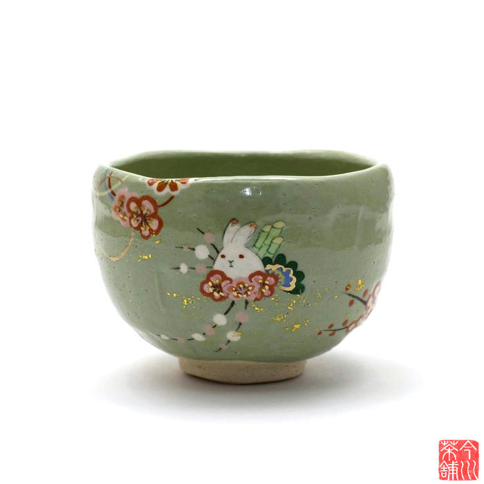初春の兎 茶碗 楽入 【 抹茶茶碗 正月 干支 卯 】 抹茶茶碗-コーヒー・お茶用品-キッチン用品・食器・調理器具