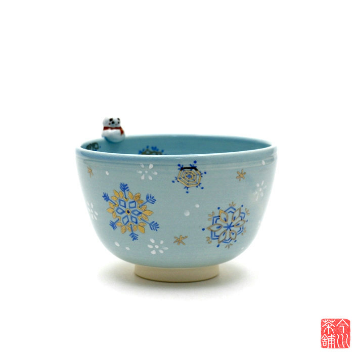 茶道具 茶碗 茶碗 色絵 雷様 東山深山 化粧箱 : 新古茶道具