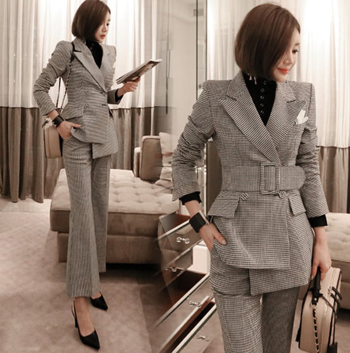 新しい到着 楽天市場 送料無料 セットアップ おしゃれ パンツスーツ 卒園式 大きいサイズ 卒業式 結婚式 千鳥格子 ウエストベルト きれいめ フォーマル 上品 大人 シンプル 30代 40代 50代 グレー By 346 Imagibune 楽天市場店 人気ブランド Secom Com Uy