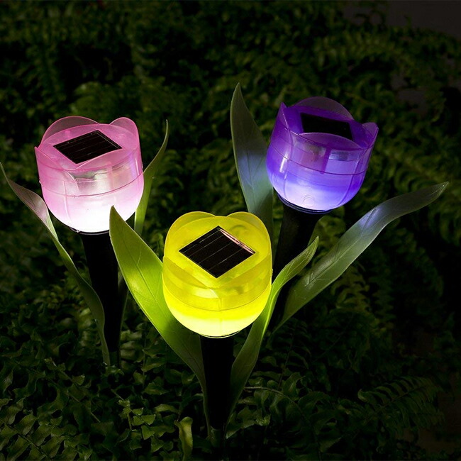 楽天市場】ソーラー ガーデンライト LED チューリップ flower L