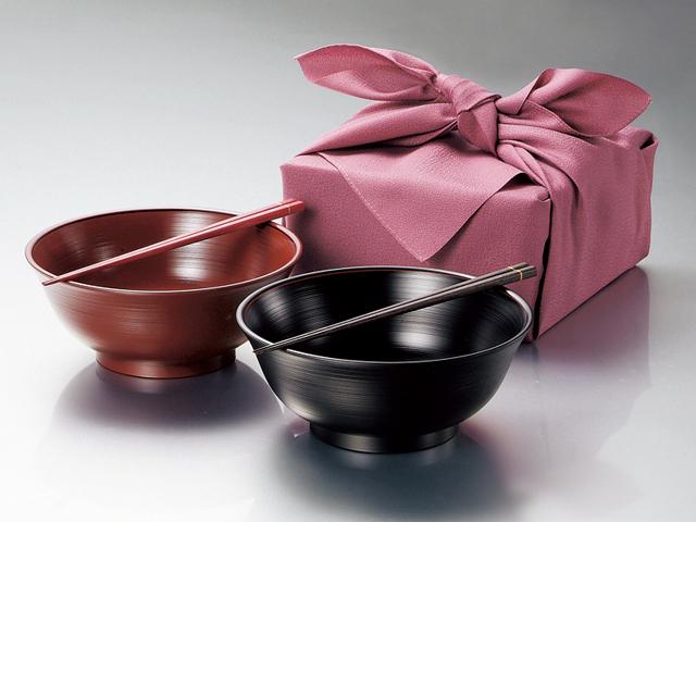 楽天市場】北市漆器 KZ2550 レンジ刷毛目ペアラーメン鉢(黒