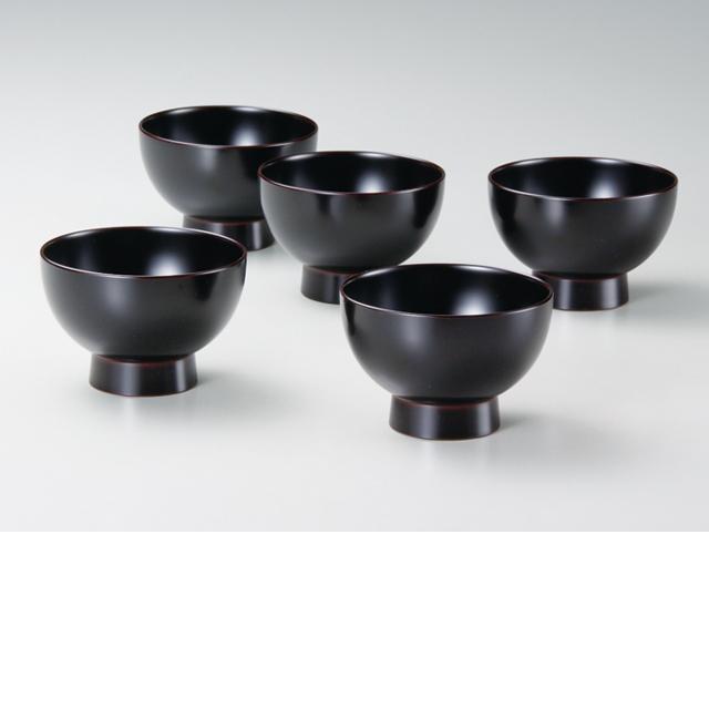 【送料無料(沖縄・離島を除く)】 北市漆器　KZ2471　手塗うるし3.6あつあつみそ汁椀揃(溜)　5セット　 【お取寄せ商品】 【汁椀・鉢・丼】
