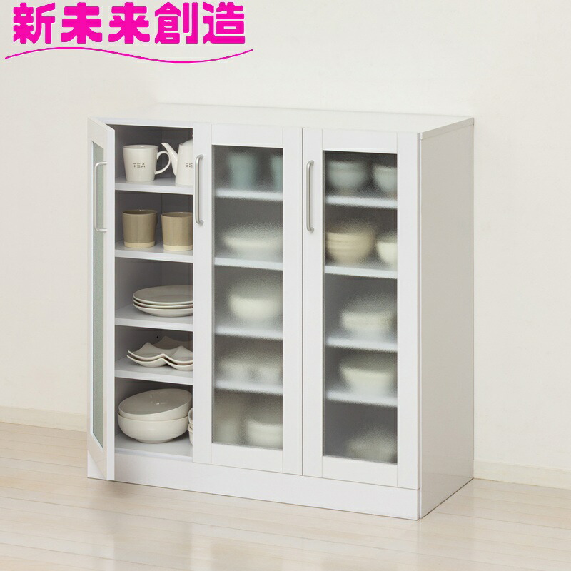 家具 食器棚 キッチン 台所 隙間収納 ヌーヴォー食器棚 12146 幅90 高さ90 奥行38 白 ホワイト 【組み立て式】【メーカー直送】【同梱／代引不可】【新生活 ひとり暮らし インテリア キッチン ボード 食器棚 カウンター おしゃれ オシャレ おすすめ おススメ】 26,771円