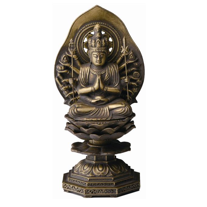 楽天市場】仏像・八体仏 高岡鋳物 千手観音菩薩 15cm (BZ-001) 子年