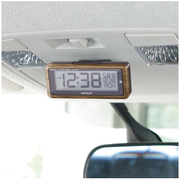 楽天市場 ネコポス対応品 ナポレックス Fcl 164 車用電波時計 茶木目 Fcl164 お取り寄せ商品 カー用品 クロック サーモ 時計 温度計 新未来創造