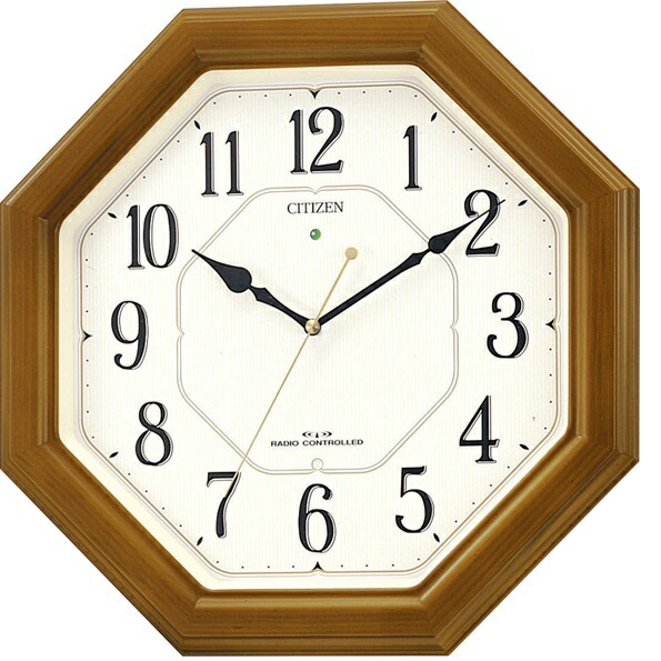 CITIZEN シチズン 電波時計　4FY606 八角　風水　木製　カレンダー CITIZEN シチズン 電波時計　4FY606 八角　風水　木製　カレンダー