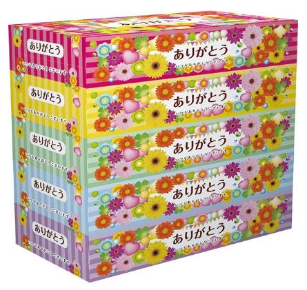 ありがとう 粗品ティッシュ 150組×5P×16風呂敷き包み