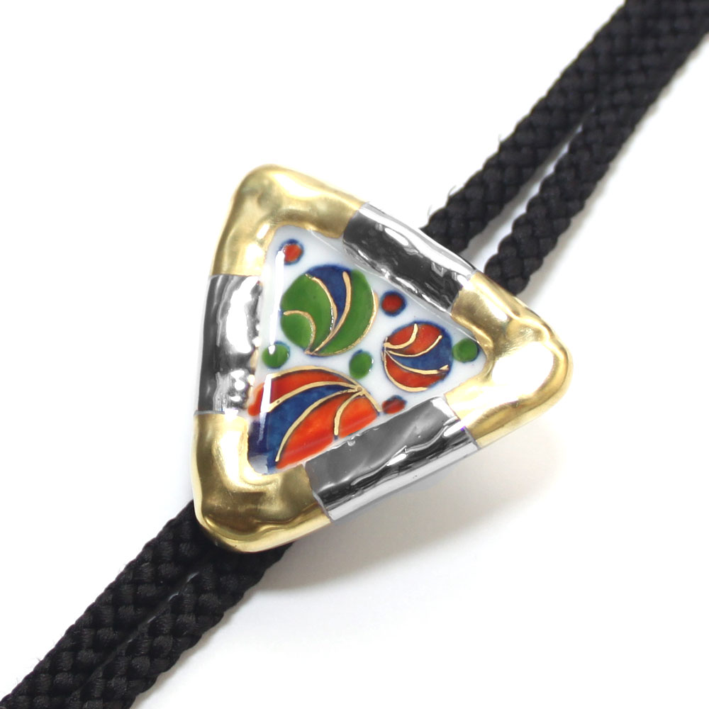 伝統工芸　伊万里焼メンズループタイ【工房限定オリジナル商品】 金やプラチナで縁取りした染錦手毬文様。 【包装選択】【メッセ入力】