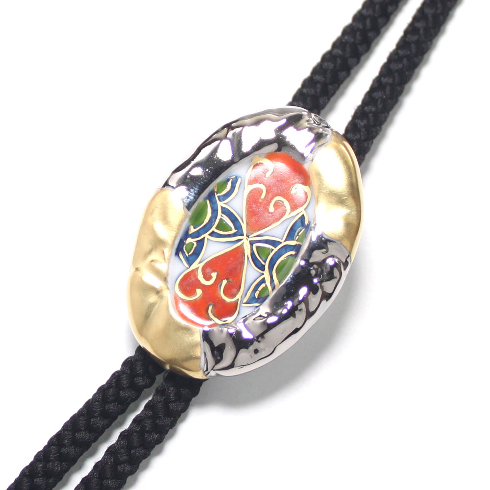 伝統工芸 伊万里焼メンズループタイ【工房限定オリジナル商品】金やプラチナで縁取りした染錦古伊万里調紋様。【包装選択】【メッセ入力】|陶芸タチカワ
