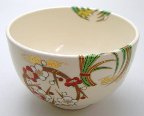 【茶器/茶道具 抹茶茶碗】 彩画 花丸紋 加藤利昇作