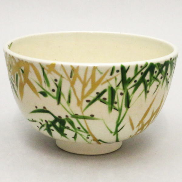 【茶器/茶道具 抹茶茶碗】 膳所焼き 竹 岩崎新定作 陽炎園 堀之内宗完付（表千家）