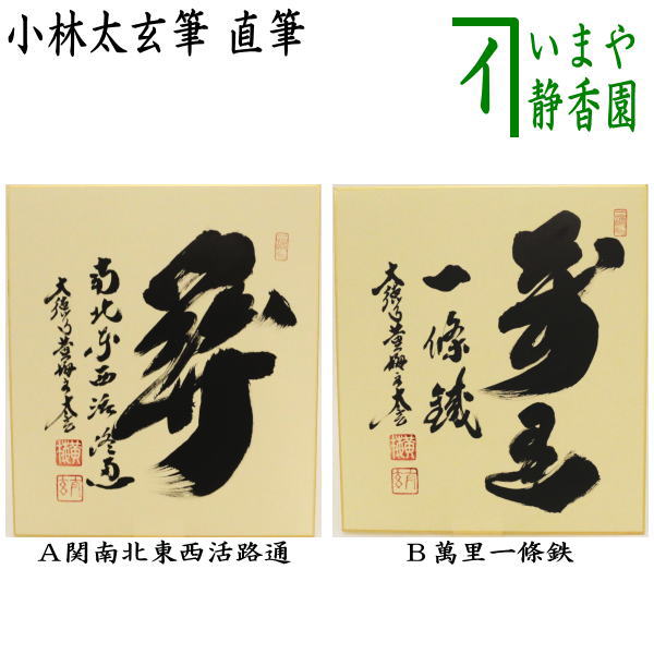 【茶器/茶道具　色紙】　直筆　関南北東西活路通又は萬里一條鉄　小林太玄筆
