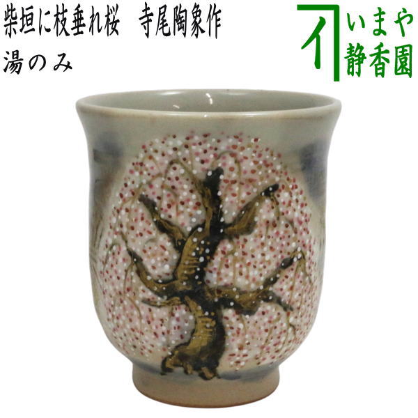 【湯のみ（湯呑み・湯飲み）/水飲み】 柴垣に枝垂れ桜 寺尾陶象作 キッチン用品・食器・調理器具-コーヒー・お茶用品