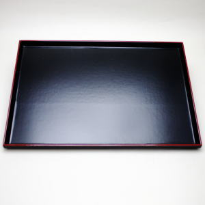 【煎茶道具　煎茶盆】　布目　黒面朱　小　尺O又は大　尺一