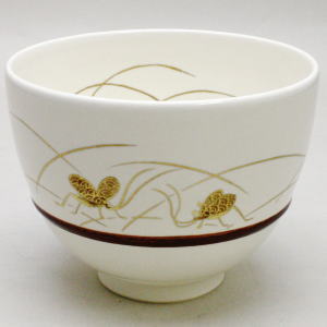 【茶器/茶道具 抹茶茶碗】 白釉 鈴虫 胴締め 小野山若水作|いまや茶の湯日本茶・今屋静香園