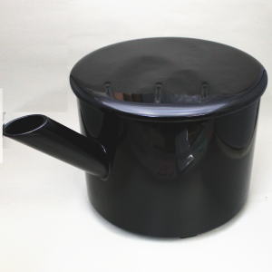 【茶器/茶道具 水指（水さし）】 大口水指 黒ペンキ塗り 利休好書き取り 塚本規義作