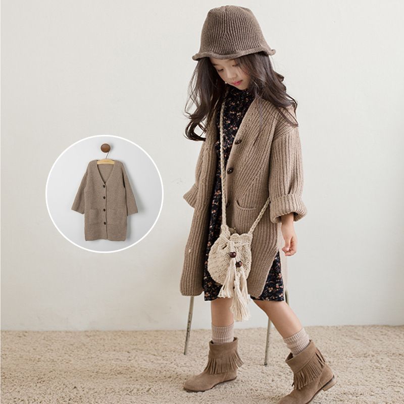 ニットセーター キッズ カーディガン ロング 子供 ニットカーディガン スリット入り セーター キッズ服 ニットアウター 子供服 女の子 ロングカーディガン トップス ニットカーデ 前開き 長袖 羽織り ガールズ ミモレ丈体型カバー 秋着 ジュニア 春物