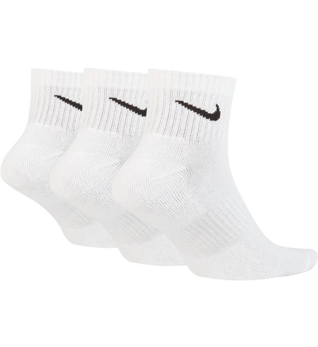 ナイキスポーツアクセサリー靴下メンズレディース3PエブリデイクッションクウォーターソックスNIKESX76673足組厚手のテリー素材摩擦に強い糸をインソールに使用ホワイト/ブラック
