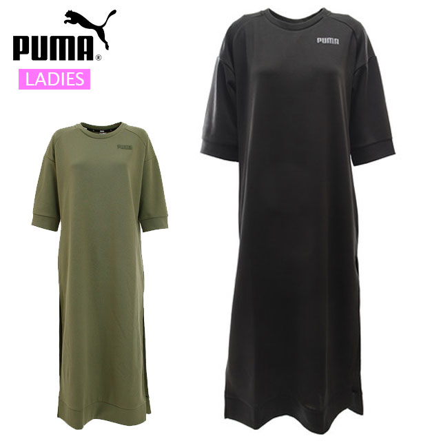 プーマ トレーニングウエア レディース Fusion スウェットドレス Puma 5727 半袖 ロング丈 ワンピース カジュアル スポーツウエア Andapt Com
