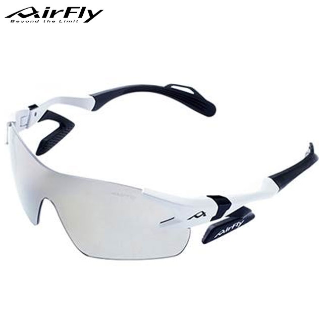 エアフライ スポーツアクセサリー メンズ レディース スポーツサングラス WH AF301C2L AirFly ホワイトマット ワイドタイプ 鼻パッドがない 一眼レンズタイプ
