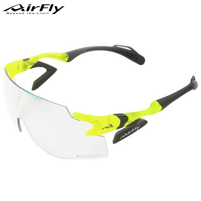 エアフライ スポーツアクセサリー メンズ レディース スポーツサングラス NYL AF301C31BK AirFly ネオンイエローマット 鼻パッドがない 大型の調光レンズ